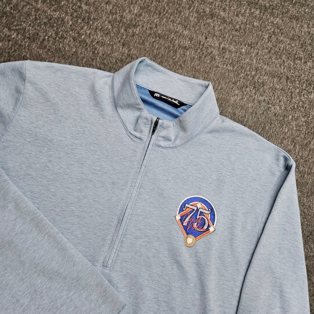 Travis Mathew Pullover Mens XXL Blue Quarter Zip TM1MZ339 Logo